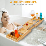 Crafted Bamboo Bath Tray Table Extendable Reading Rack Bath - Tophatter Daily Deals