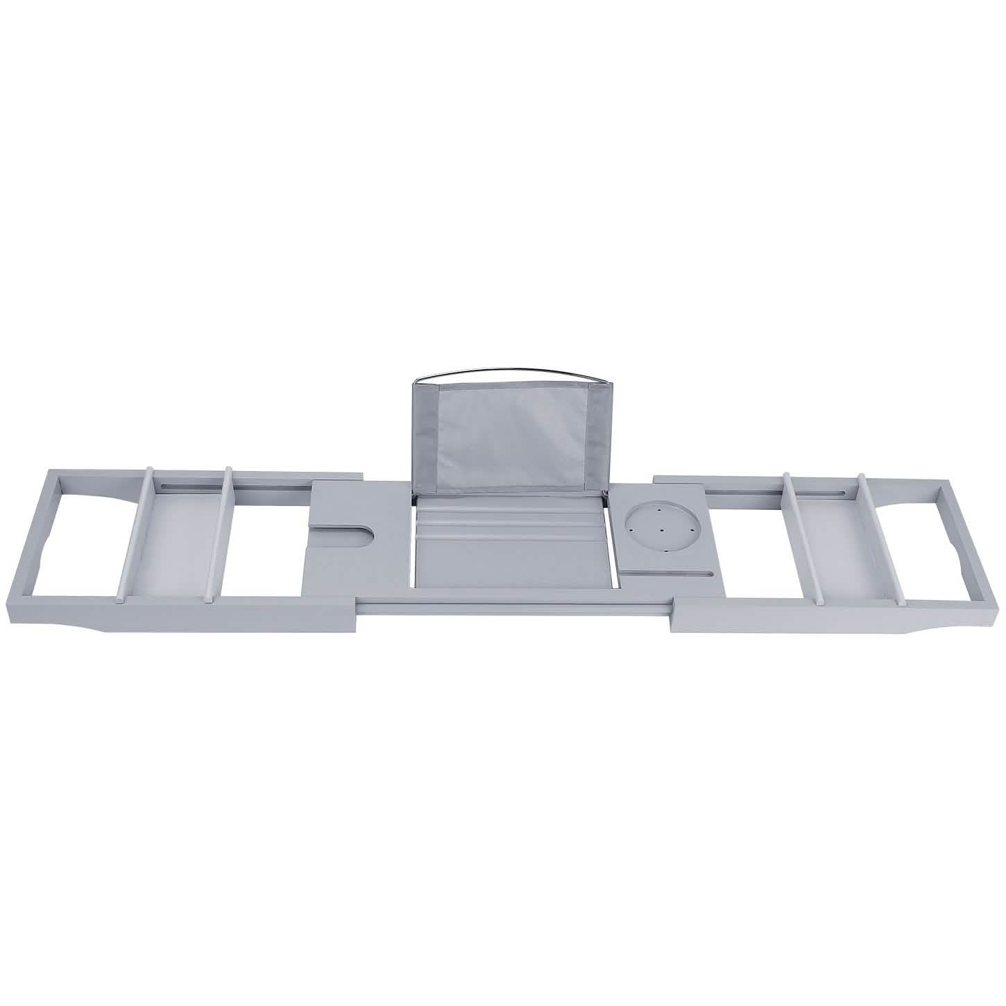 Crafted Bamboo Bath Tray Table Extendable Reading Rack Gray Bath - Tophatter Daily Deals