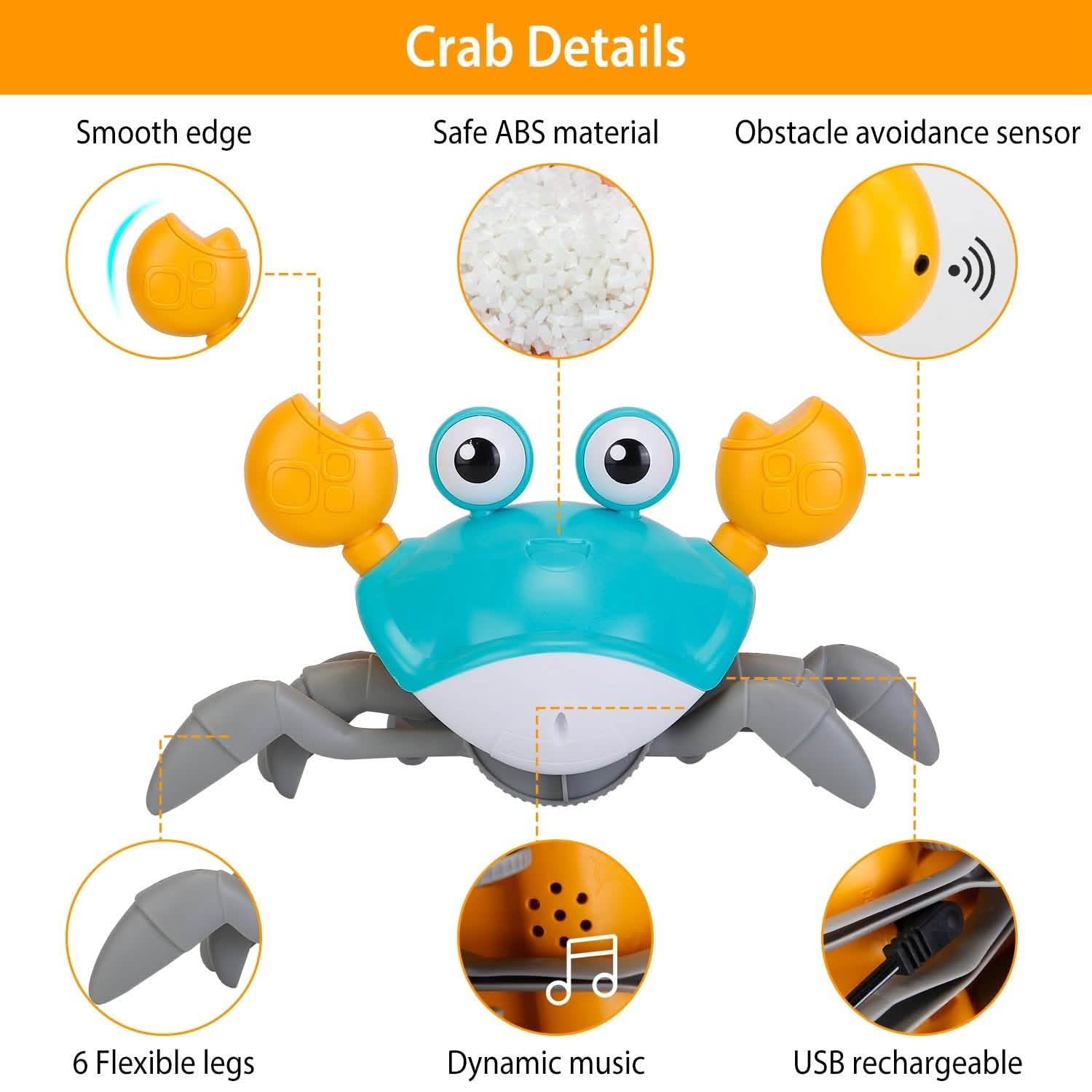 Crawling Crab Baby Toy with Music and LED Light Toys & Games - Tophatter Daily Deals