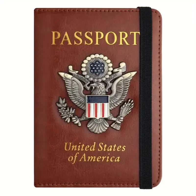 Creative Passport Holder Cover With 3D Metal Badge Brown Handbags & Wallets - Tophatter Daily Deals