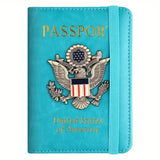 Creative Passport Holder Cover With 3D Metal Badge Sky Blue Handbags & Wallets - Tophatter Daily Deals