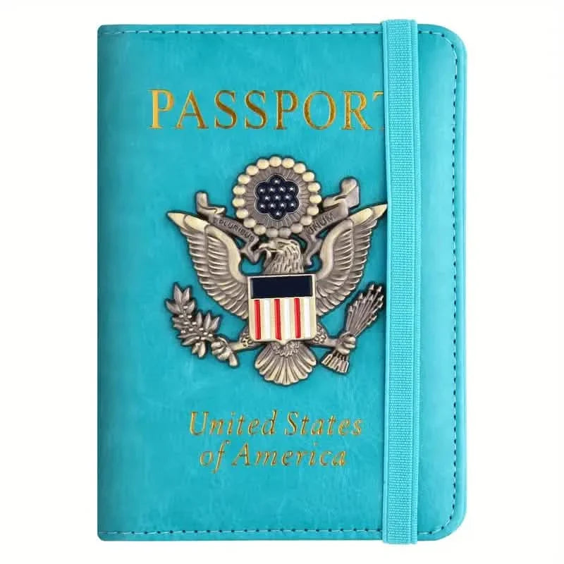 Creative Passport Holder Cover With 3D Metal Badge Sky Blue Handbags & Wallets - Tophatter Daily Deals
