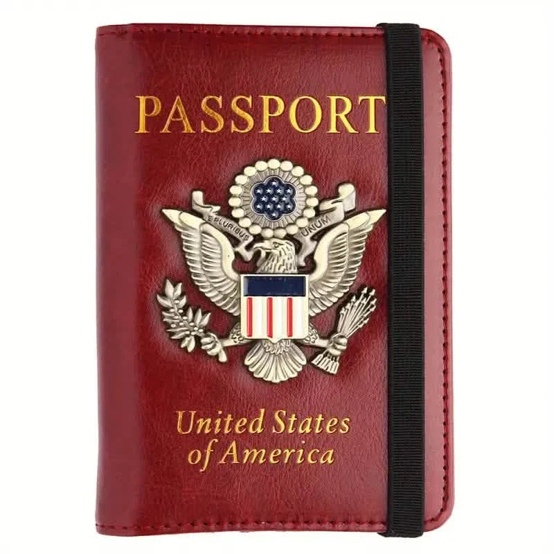 Creative Passport Holder Cover With 3D Metal Badge Wine Red Handbags & Wallets - Tophatter Daily Deals