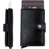Credit Card Holder RFID Blocking Genuine Leather Vintage Aluminum Business Wallet Black Handbags & Wallets - Tophatter Daily Deals