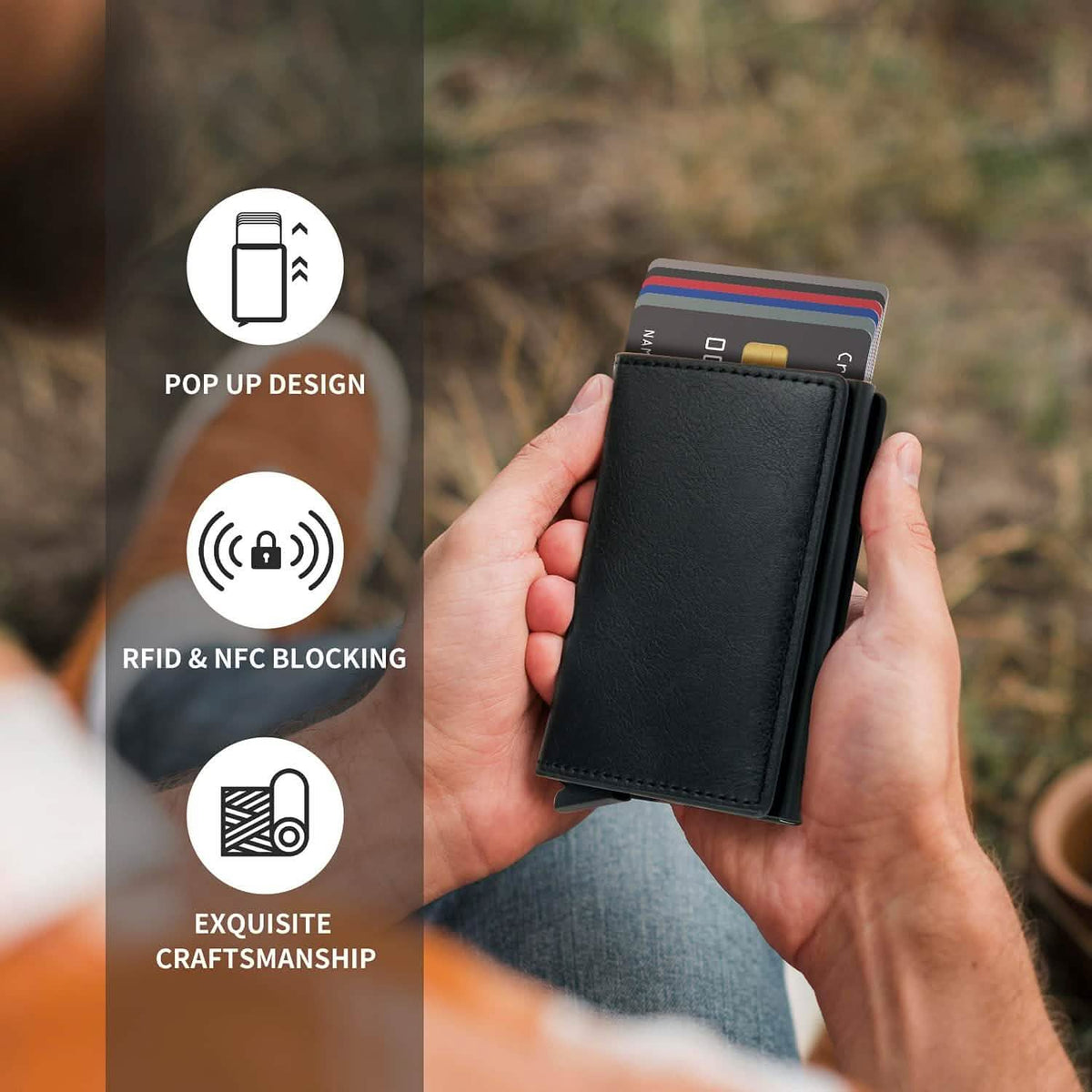 Credit Card Holder RFID Blocking Genuine Leather Vintage Aluminum Business Wallet Handbags & Wallets - Tophatter Daily Deals