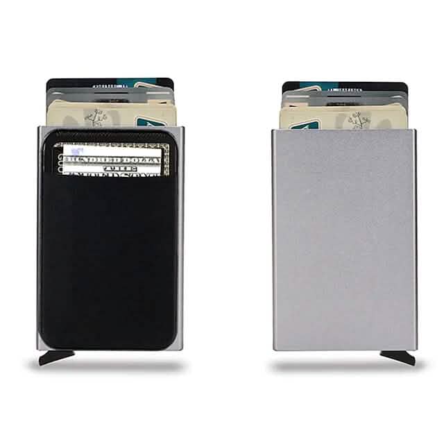 Credit Card Holder Wallet Metal Name Card Gray Handbags & Wallets - Tophatter Daily Deals
