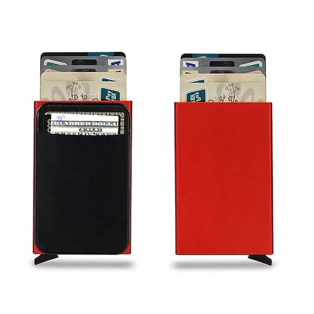 Credit Card Holder Wallet Metal Name Card Red Handbags & Wallets - Tophatter Daily Deals