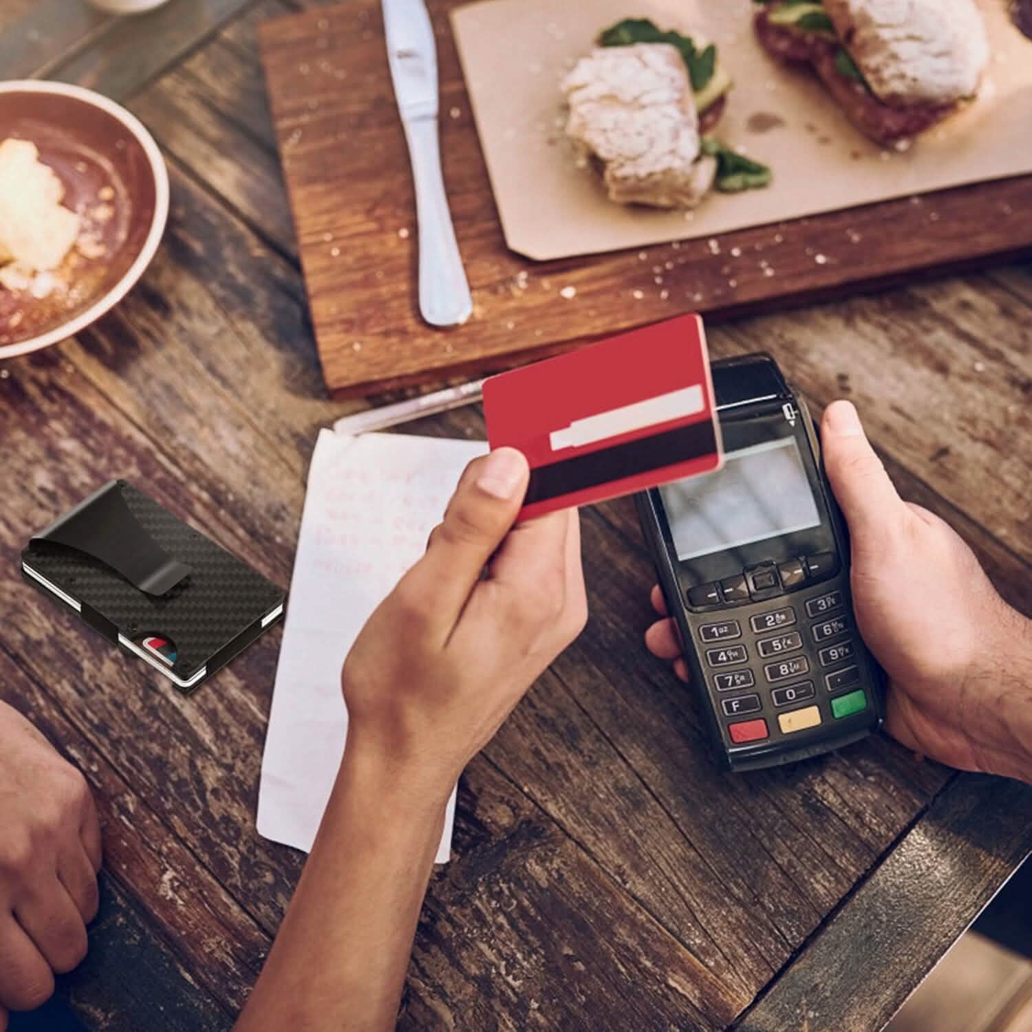 Credit Card Holder with Cash Clip Carbon Fiber RFID Blocking Scan for Men Handbags & Wallets - Tophatter Daily Deals