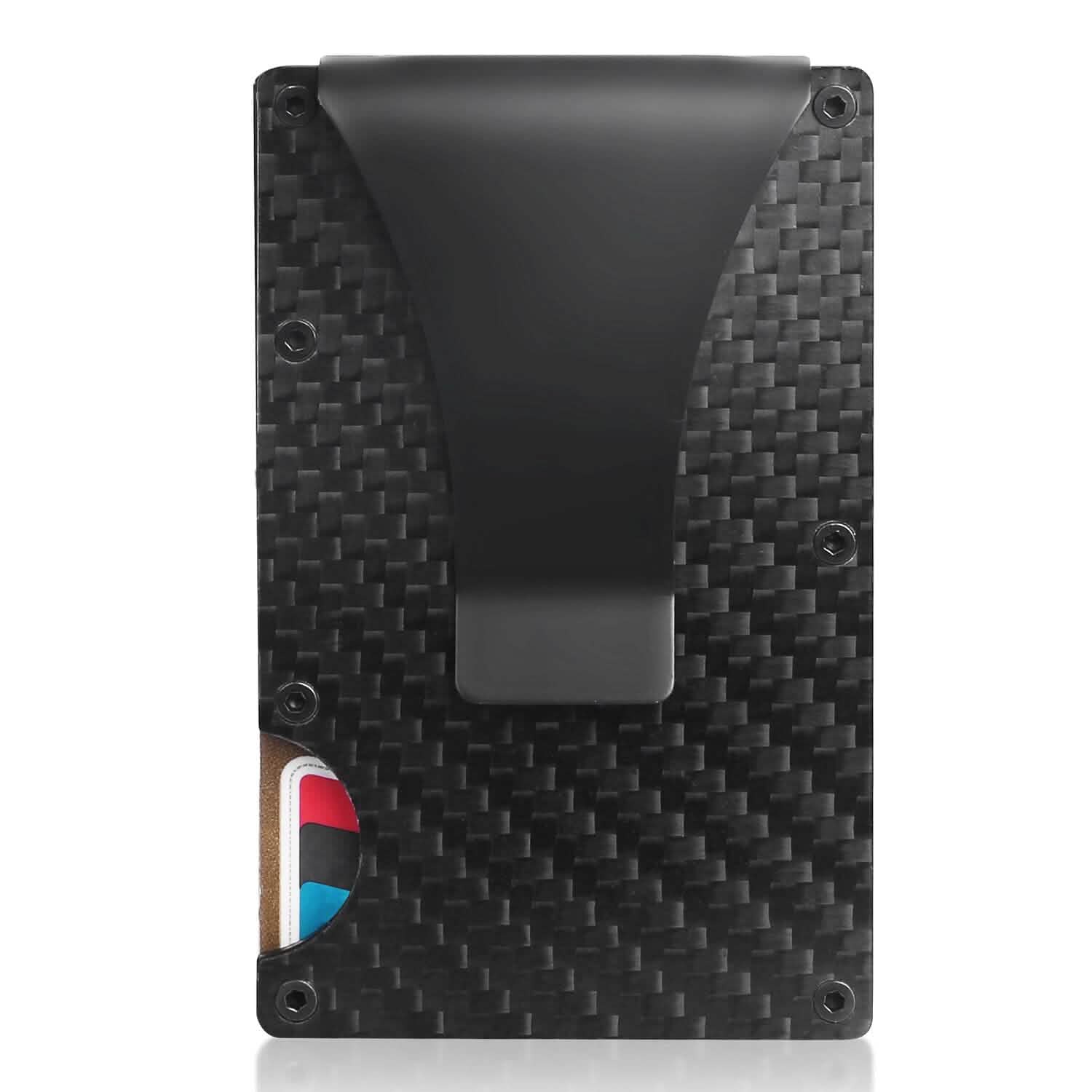 Credit Card Holder with Cash Clip Carbon Fiber RFID Blocking Scan for Men Handbags & Wallets - Tophatter Daily Deals