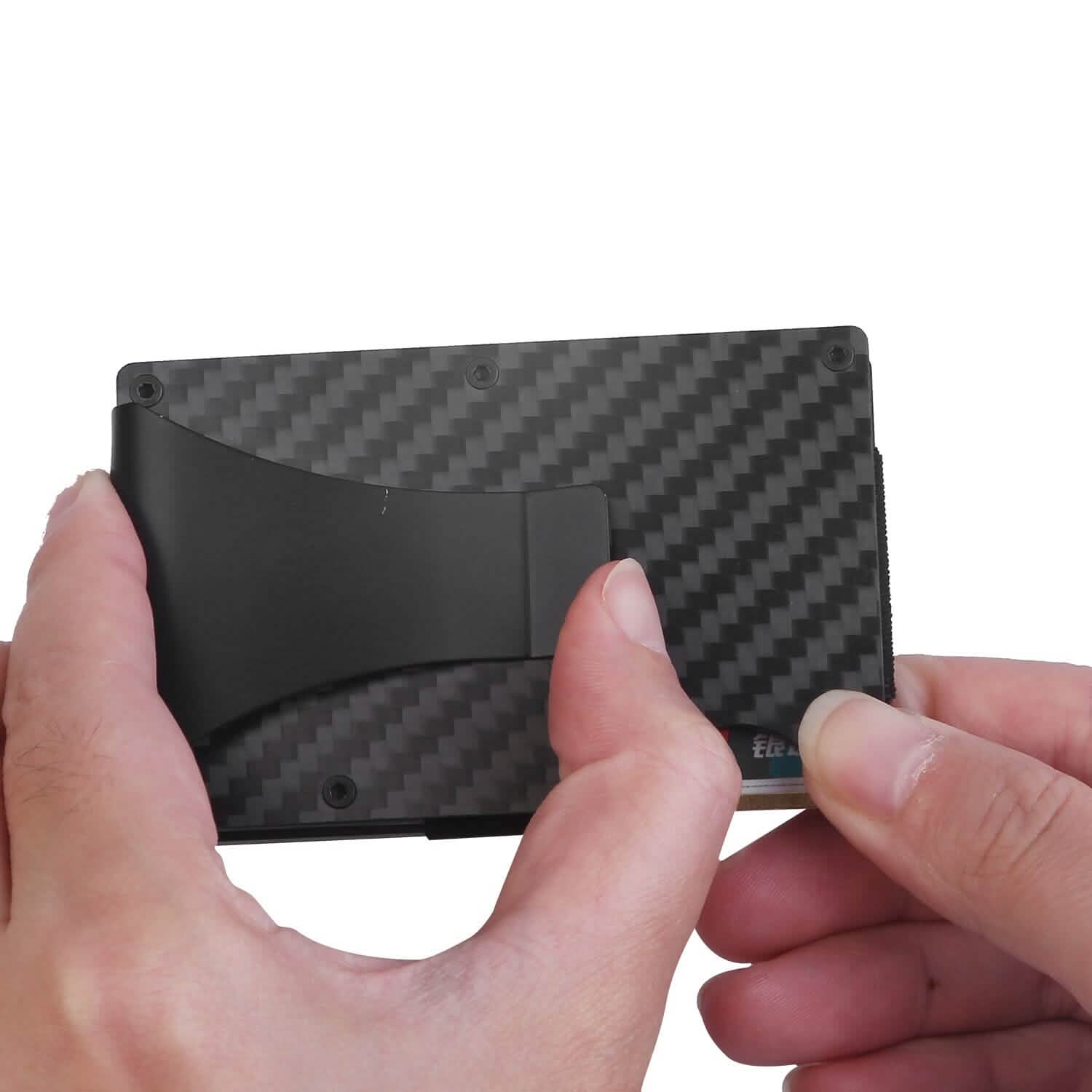 Credit Card Holder with Cash Clip Carbon Fiber RFID Blocking Scan for Men Handbags & Wallets - Tophatter Daily Deals