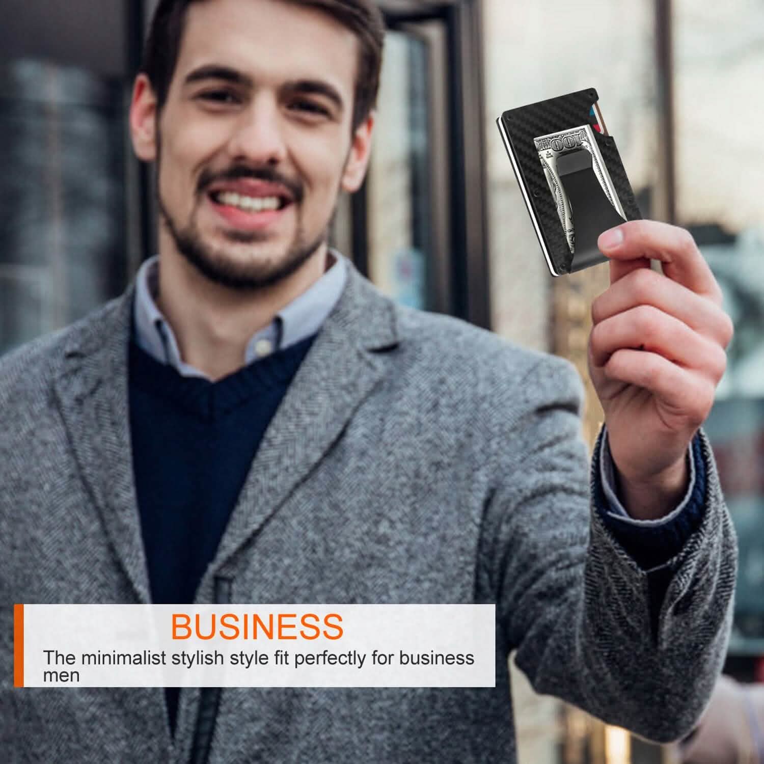 Credit Card Holder with Cash Clip Carbon Fiber RFID Blocking Scan for Men Handbags & Wallets - Tophatter Daily Deals