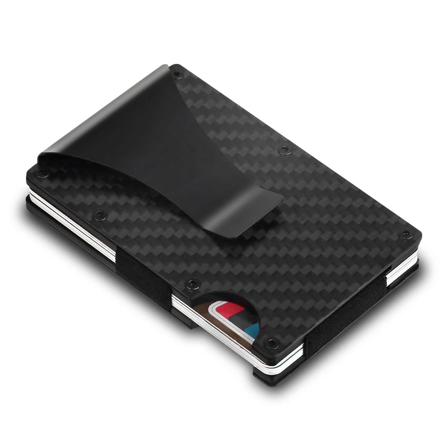 Credit Card Holder with Cash Clip Carbon Fiber RFID Blocking Scan for Men Handbags & Wallets - Tophatter Daily Deals