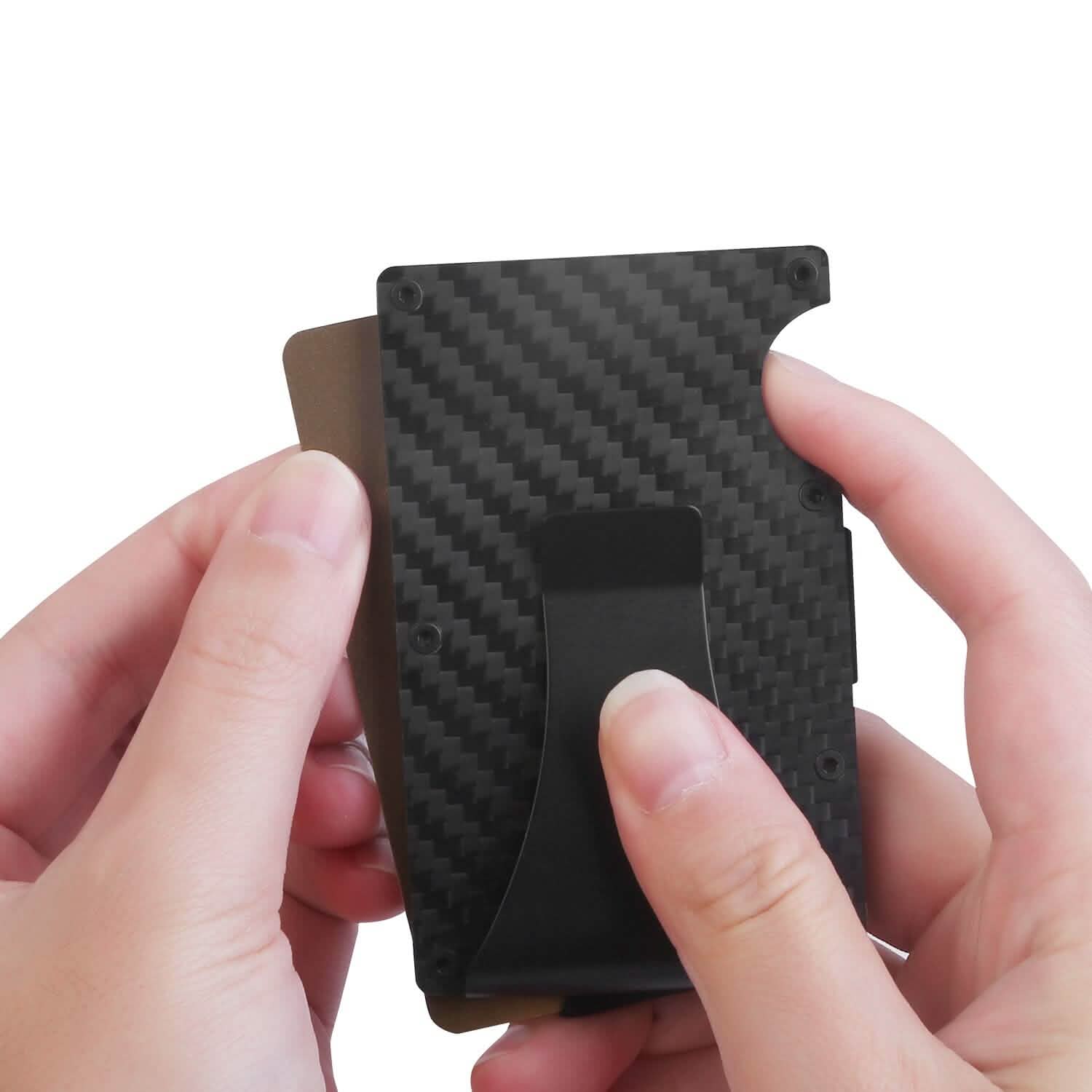 Credit Card Holder with Cash Clip Carbon Fiber RFID Blocking Scan for Men Handbags & Wallets - Tophatter Daily Deals
