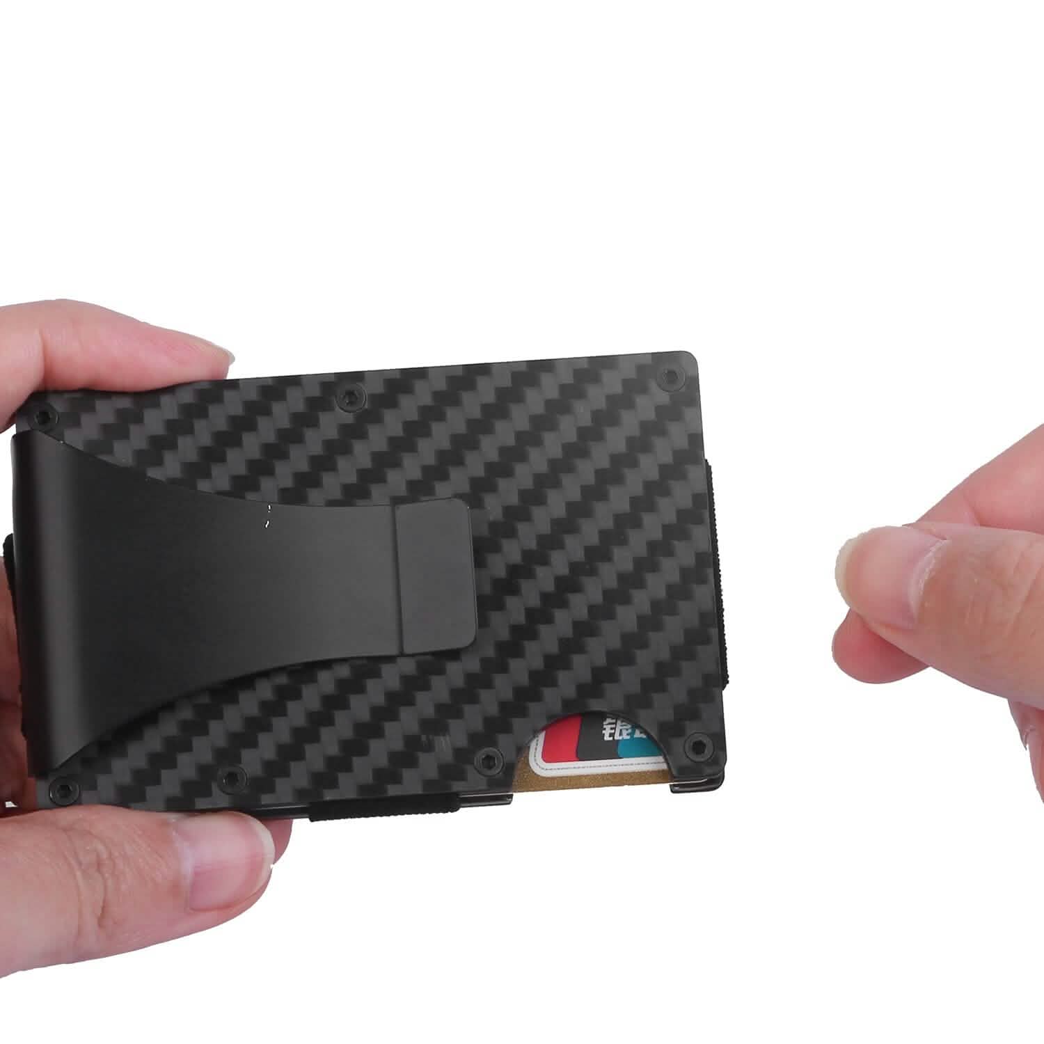 Credit Card Holder with Cash Clip Carbon Fiber RFID Blocking Scan for Men Handbags & Wallets - Tophatter Daily Deals