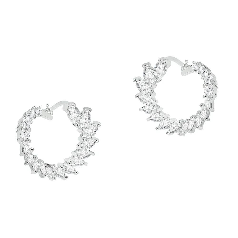 Crescent Moon Earrings Made With Crystals Silver Earrings - Tophatter Daily Deals