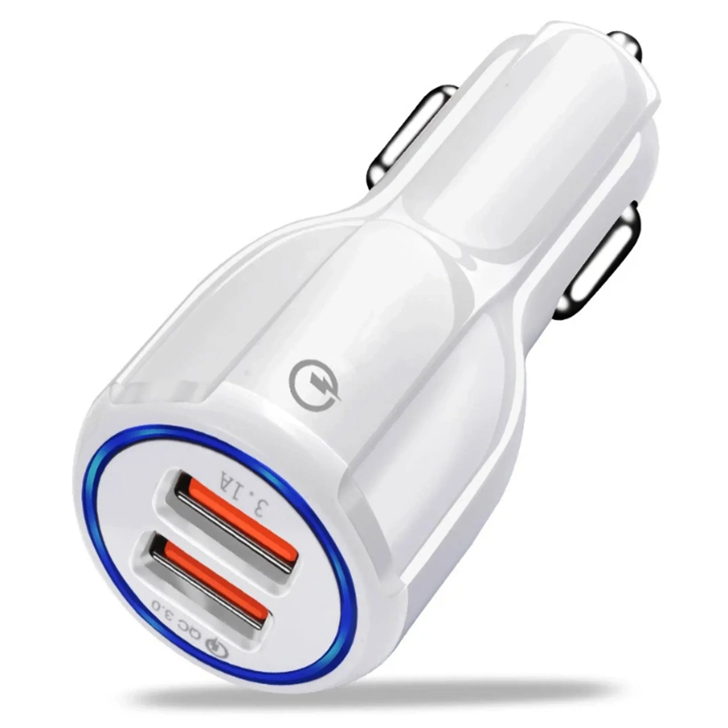 Usb Car Charger Dual Port Fast Charging Compact Adapter White - Tophatter Daily Deals