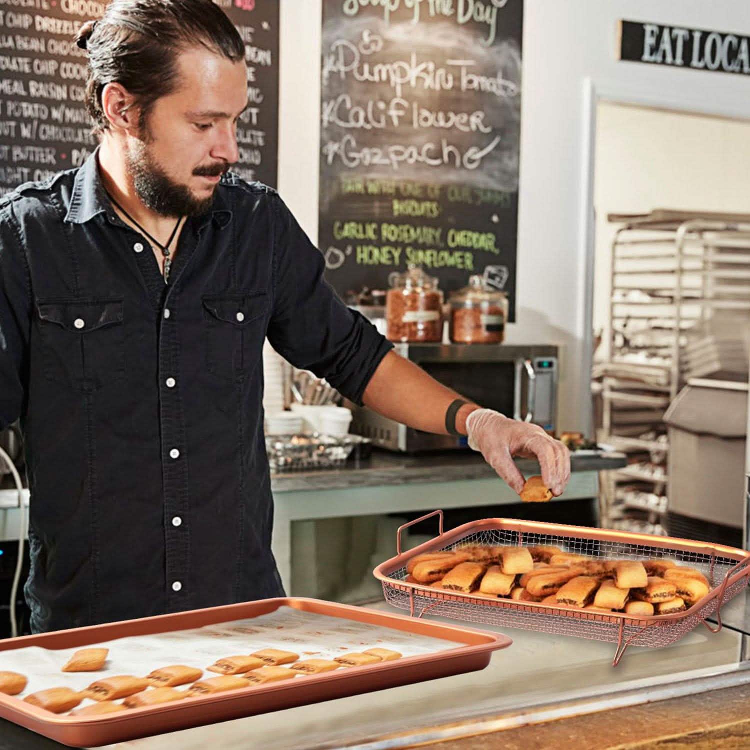 Crispy Tray Set Non Stick Grill Basket Kitchen Tools & Gadgets - Tophatter Daily Deals