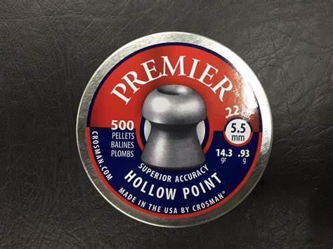 CROSMAN 5.5MM PREMIER HOLLOW POINT 14.3GR - 500'S - Tophatter's Army Deals BULLETS - Tophatter Daily Deals