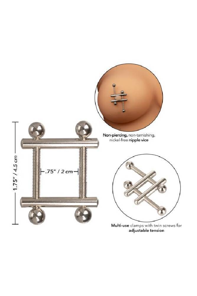 Cal Exotics - Nipple Grips - Crossbar Nipple Vises - Silver BDSM - Tophatter Daily Deals