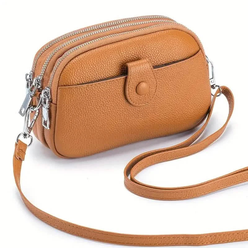 Crossbody Bags for Women Small Genuine Leather Shoulder Purse Cross Body Bag with Triple Top Zipper Adjustable Strap Brown Handbags & Wallets - Tophatter Daily Deals