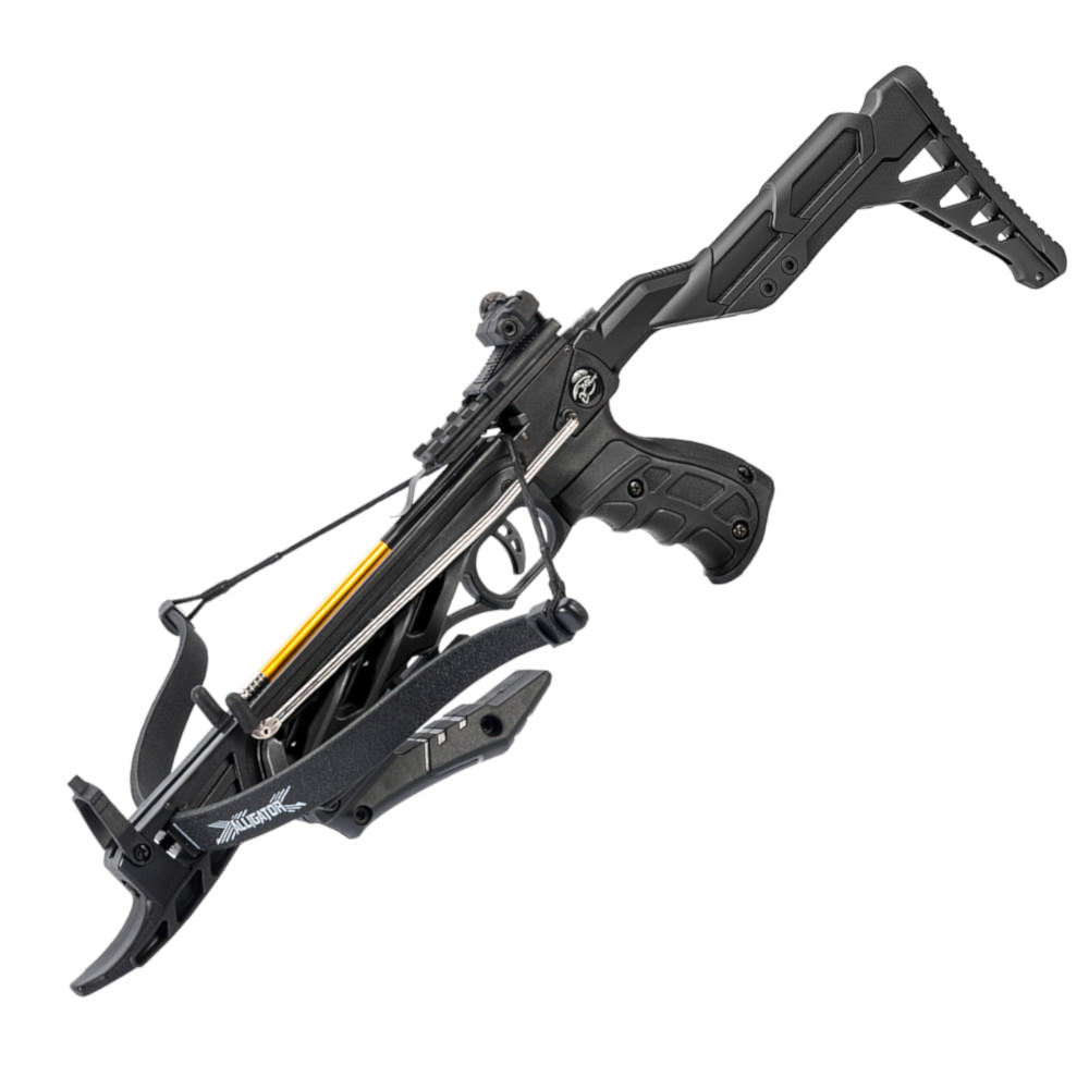 80lb Self Cocking Pistol GRIP Black CrossBow with Adjustable Stock Collectible Weapons - Tophatter Daily Deals
