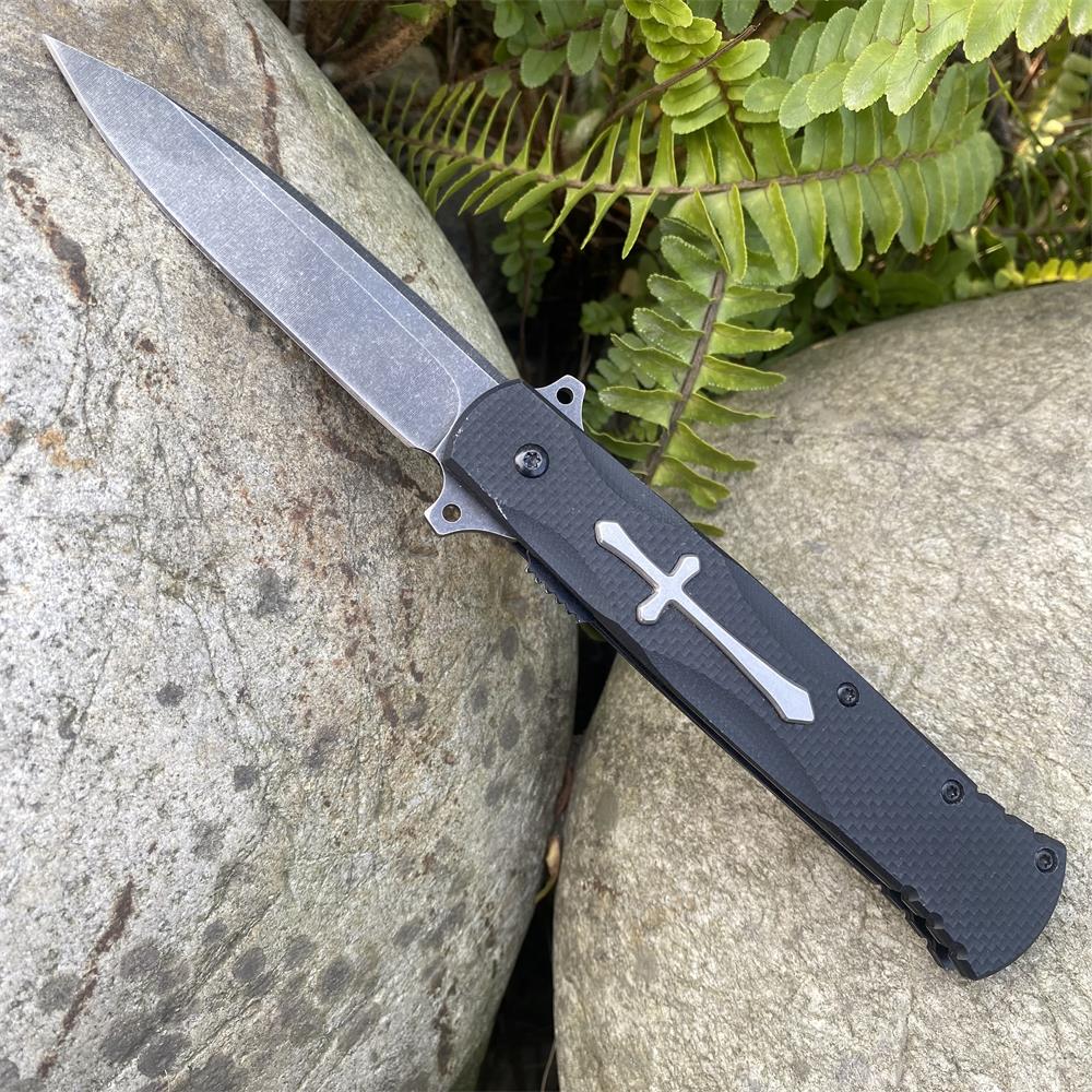 Cross Knife Christian Folding Knife Black - Tophatter Daily Deals
