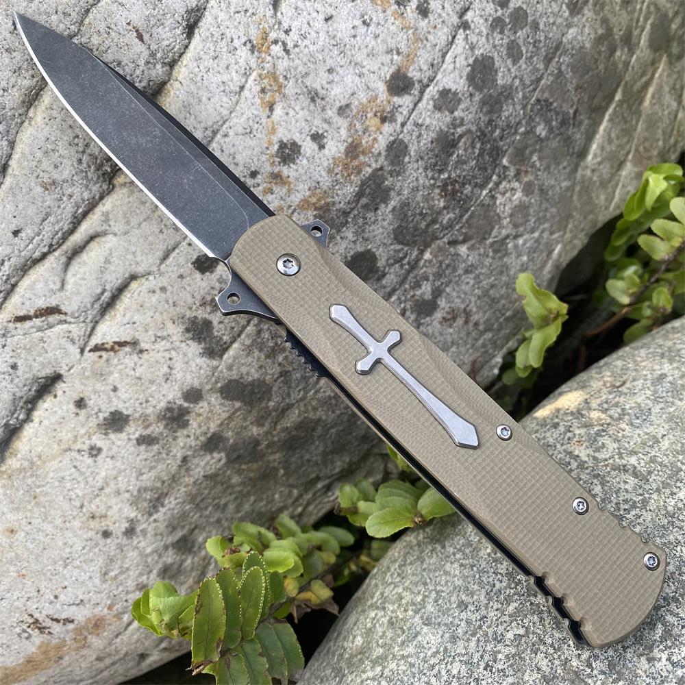 Cross Knife Christian Folding Knife Grey - Tophatter Daily Deals