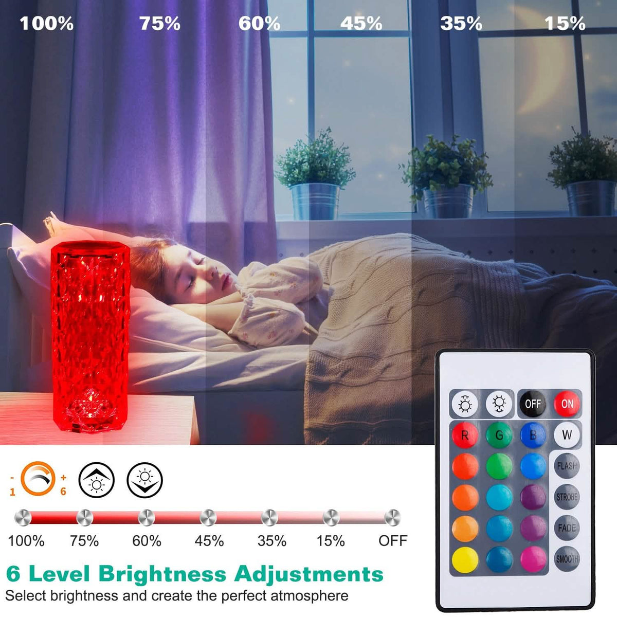 Crystal Diamond Rose Table Lamp Indoor Lighting - Tophatter Daily Deals