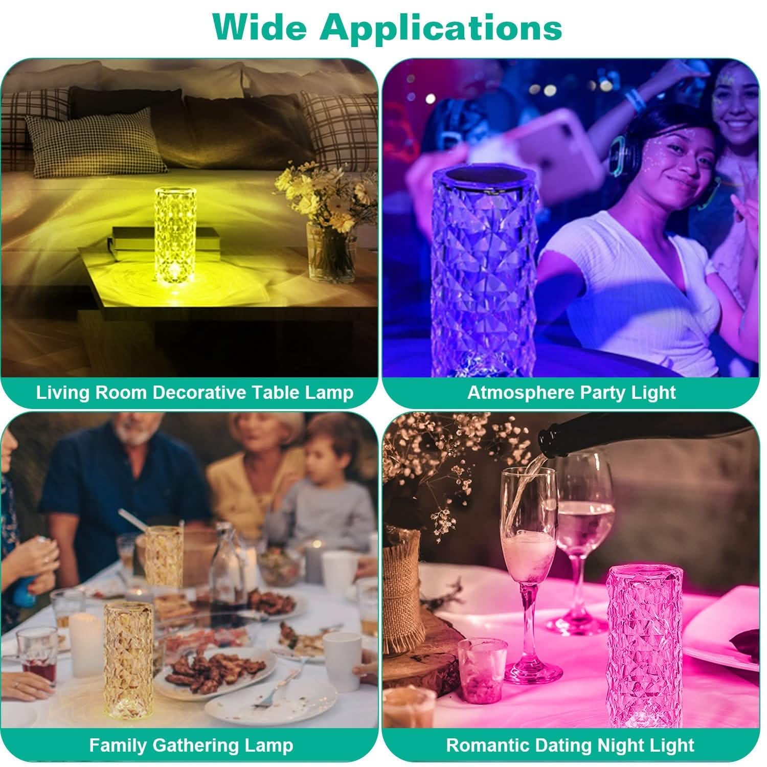 Crystal Diamond Rose Table Lamp Indoor Lighting - Tophatter Daily Deals