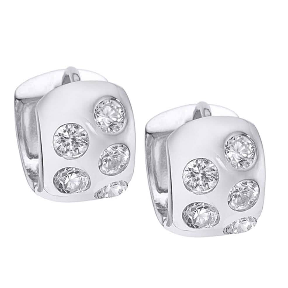 Crystal Mini Bezel Huggie Hoop Earrings Earrings - Tophatter Daily Deals