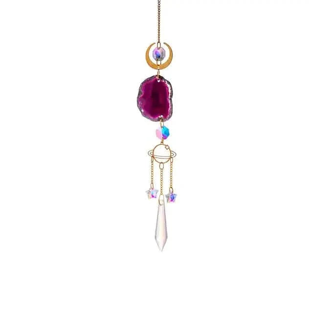 Crystal Sun Catcher Pendant Wind Chime Home Decor Purple Furniture & Decor - Tophatter Daily Deals