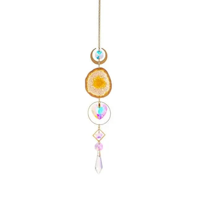 Crystal Sun Catcher Pendant Wind Chime Home Decor Yellow Furniture & Decor - Tophatter Daily Deals