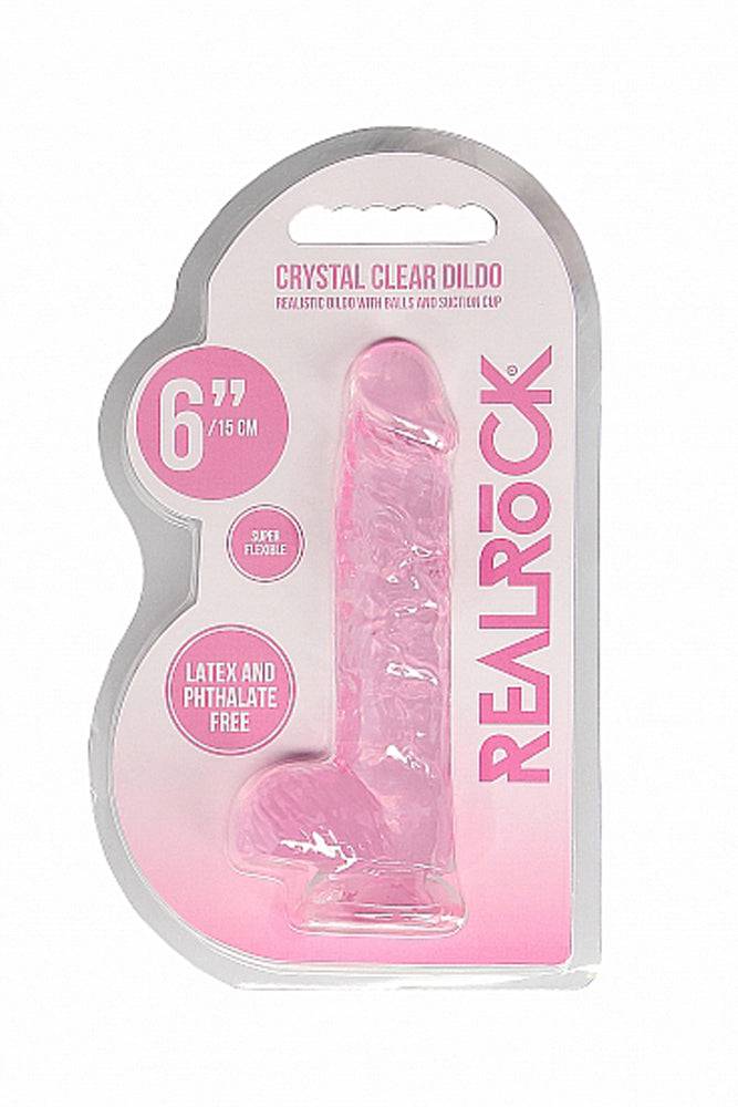 Shots Toys - RealRock - 6" Crystal Clear Dildo with Balls - Assorted Sex Toy - Tophatter Daily Deals