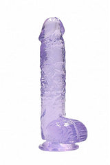 Shots Toys - RealRock - 8" Crystal Clear Dildo with Balls - Assorted Purple Sex Toy - Tophatter Daily Deals