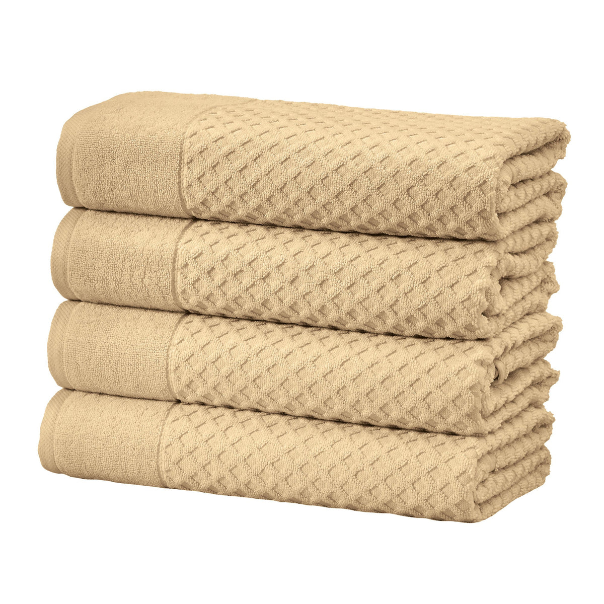 Cotton Diamond Waffle Weave Bath Towel Set - Grayson Collection Bath Towel (Pack of 4) Oatmeal Bath - Tophatter Daily Deals