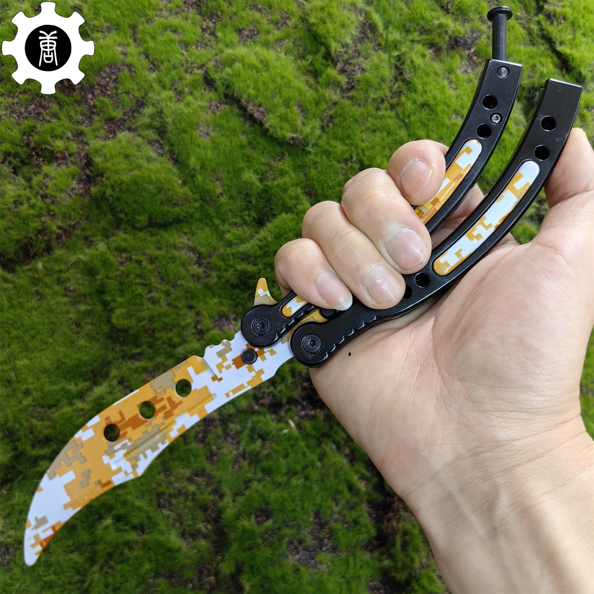 Game Butterfly Knife Desert Camouflage Pattern Metal Balisong - Tophatter Daily Deals