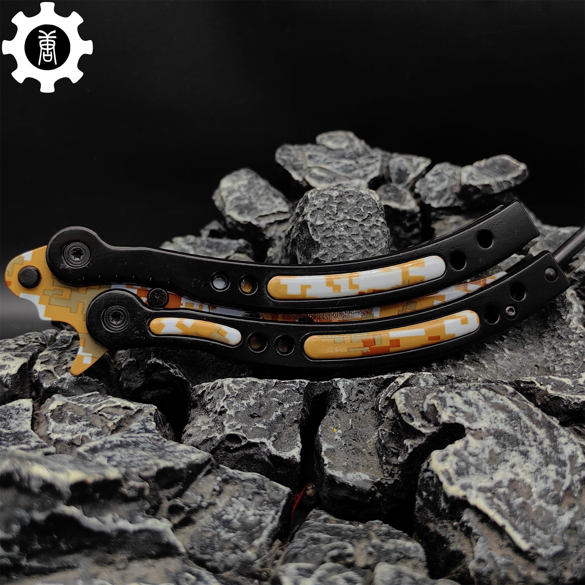 Game Butterfly Knife Desert Camouflage Pattern Metal Balisong - Tophatter Daily Deals