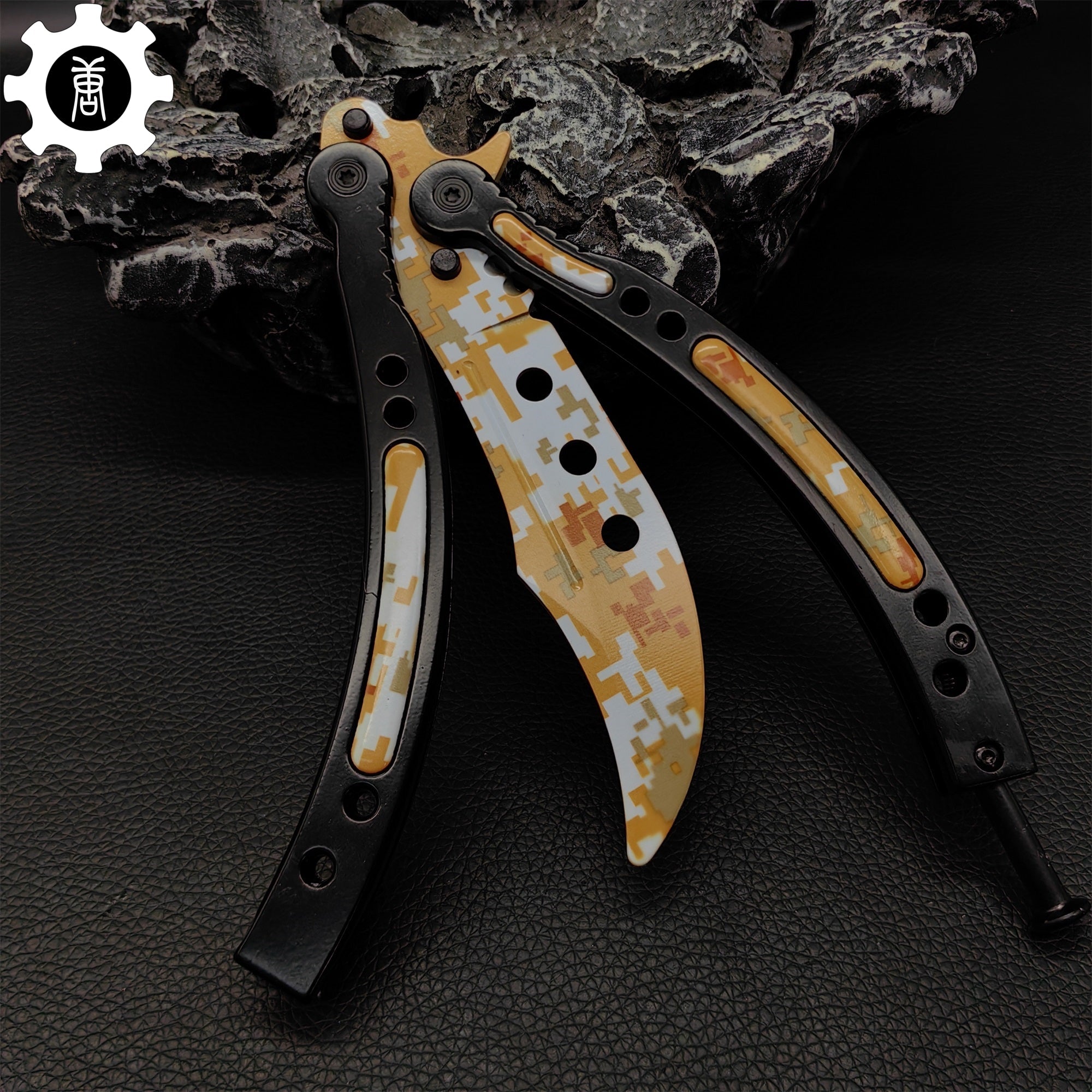 Game Butterfly Knife Desert Camouflage Pattern Metal Balisong - Tophatter Daily Deals