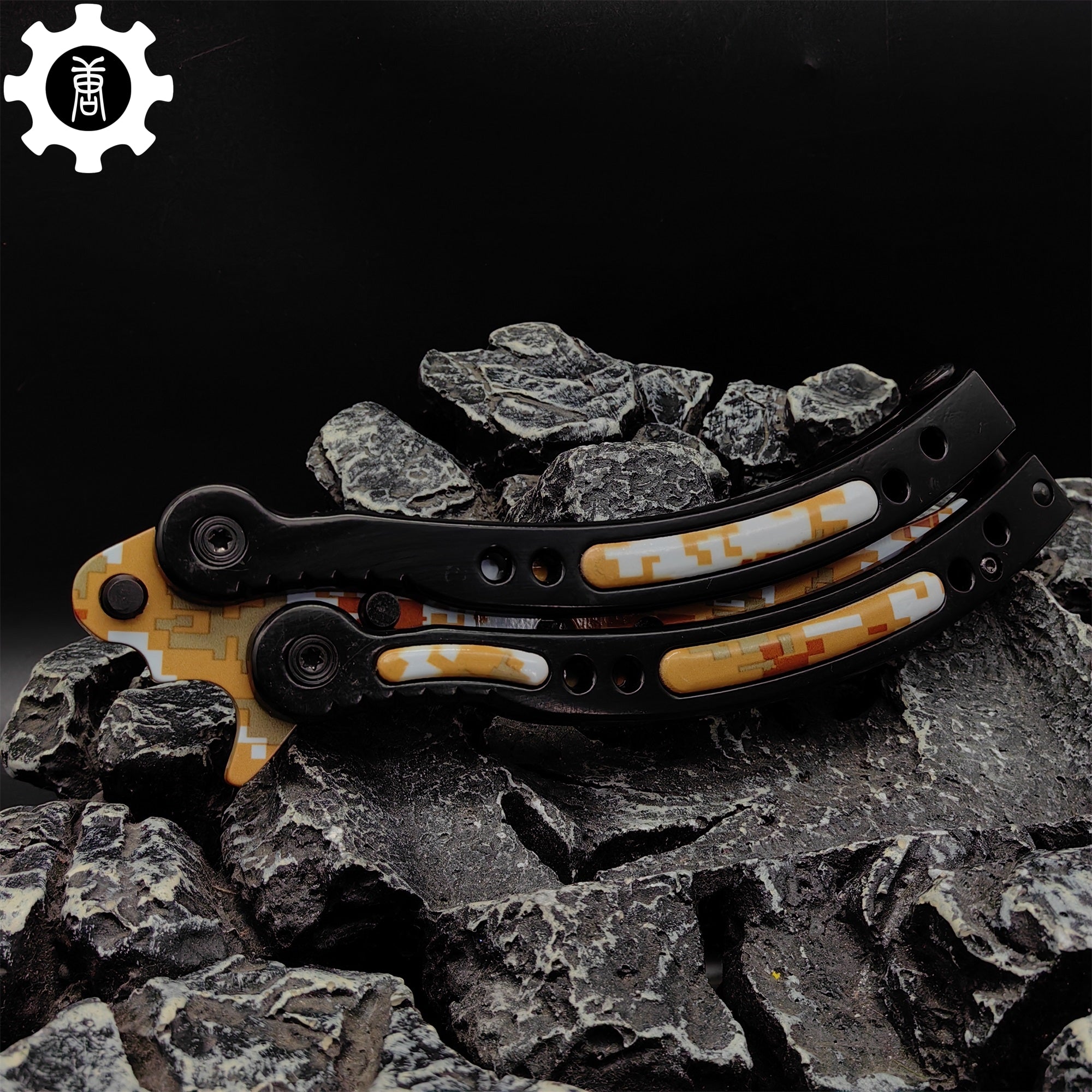 Game Butterfly Knife Desert Camouflage Pattern Metal Balisong - Tophatter Daily Deals