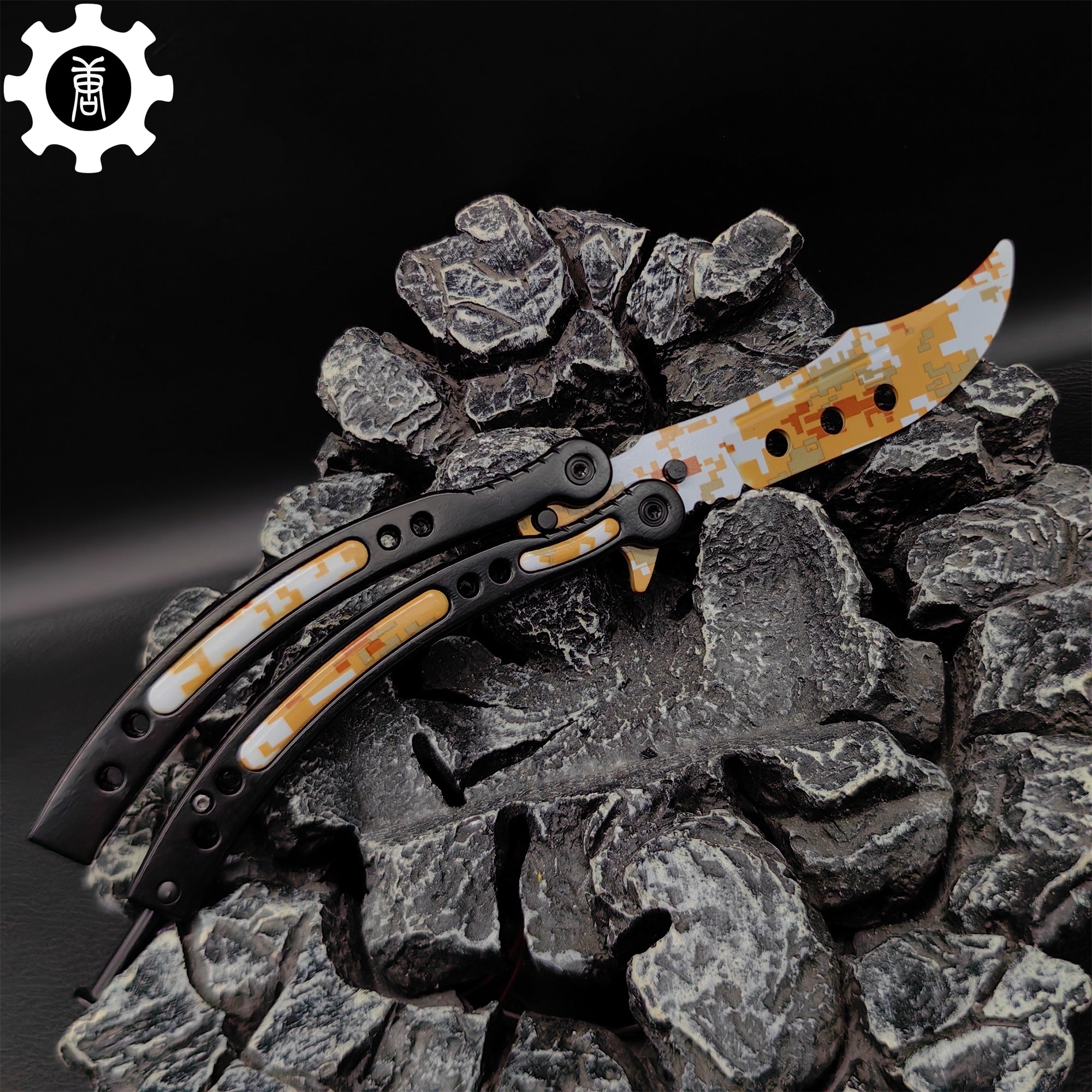 Game Butterfly Knife Desert Camouflage Pattern Metal Balisong - Tophatter Daily Deals
