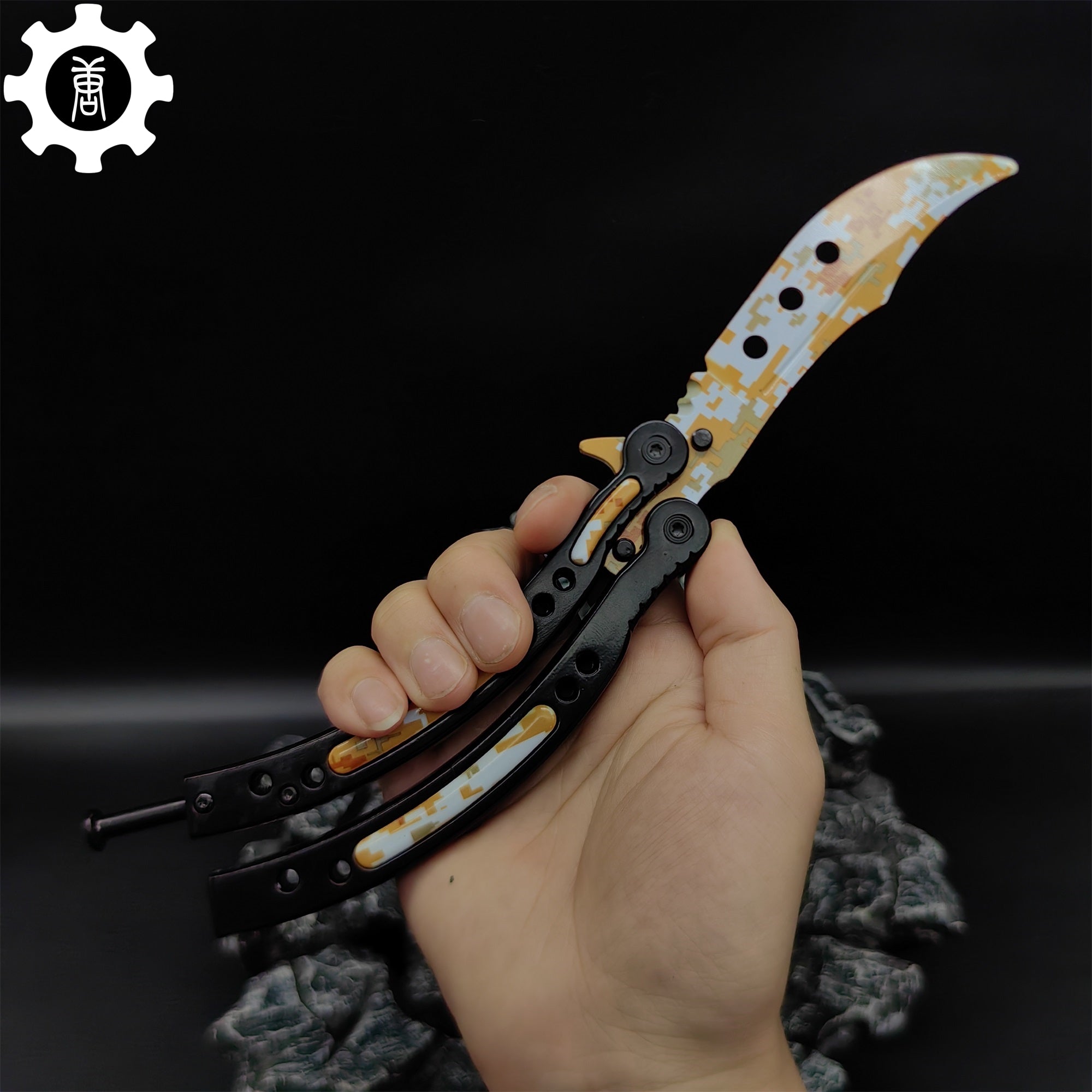 Game Butterfly Knife Desert Camouflage Pattern Metal Balisong - Tophatter Daily Deals