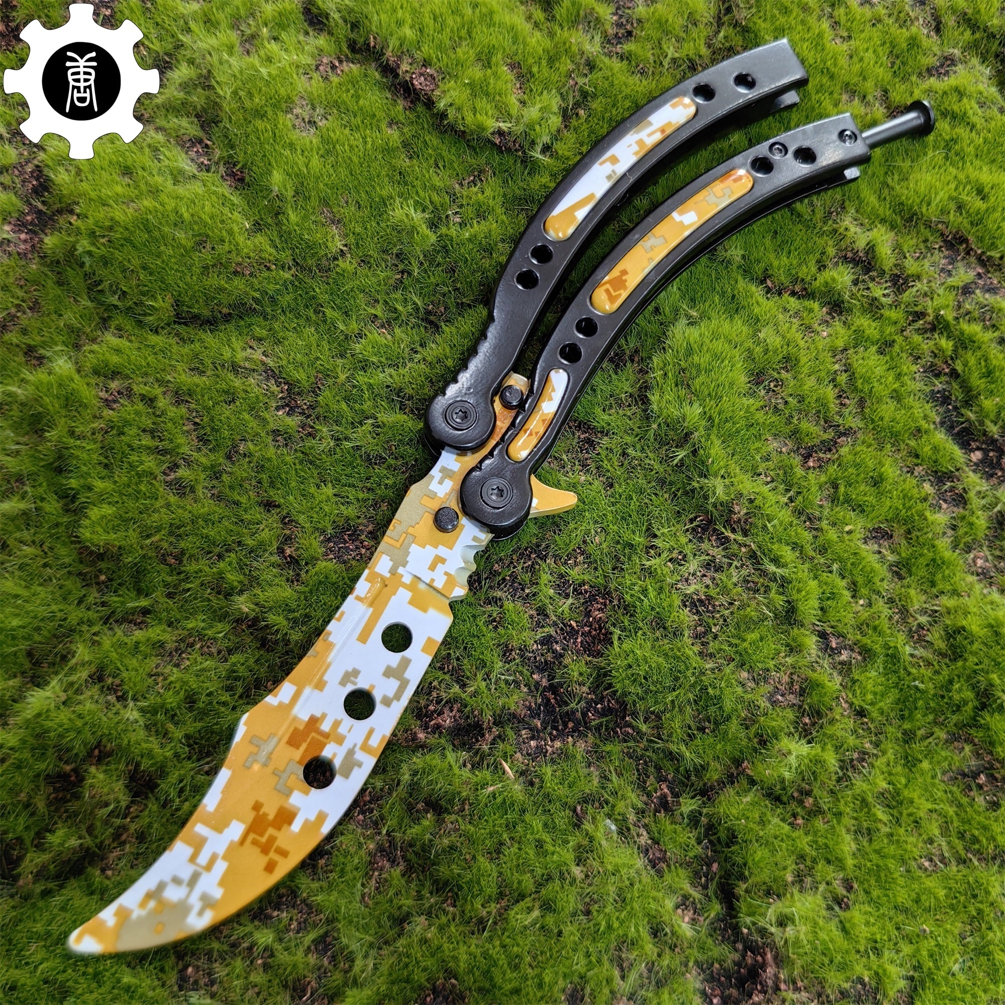 Game Butterfly Knife Desert Camouflage Pattern Metal Balisong - Tophatter Daily Deals