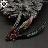 Metal Butterfly Knife Three Wolves Pattern Balisong Game Prop - Tophatter Daily Deals