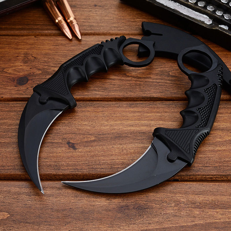 CSGO Karambit Counter Strike Tactical Claw Neck Knife w/ Sheath - Black Knife-Fixed - Tophatter Daily Deals