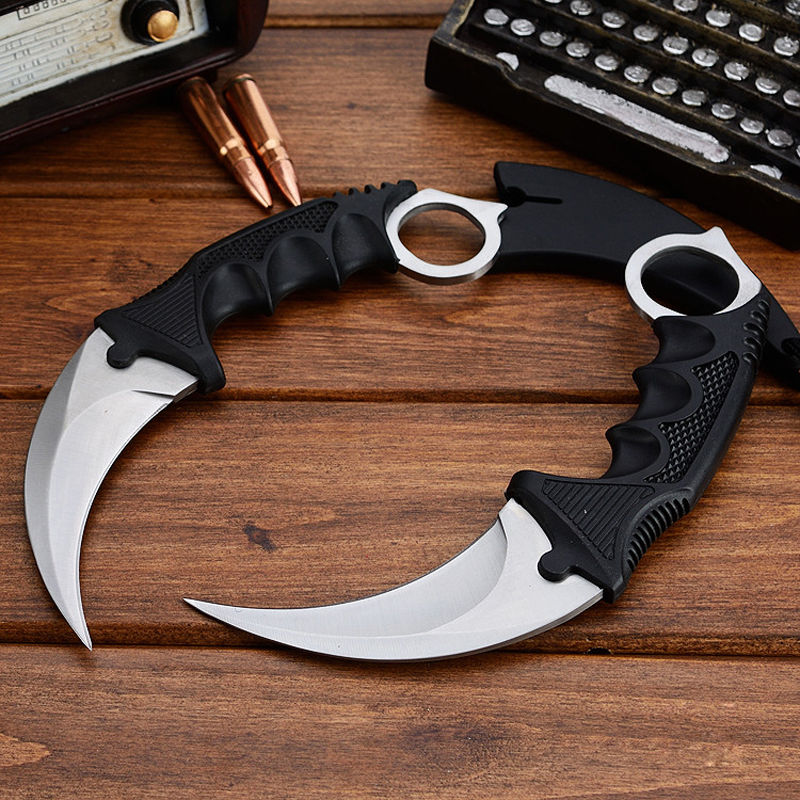 CSGO Karambit Counter Strike Tactical Claw Neck Knife w/ Sheath - Silver Knife-Fixed - Tophatter Daily Deals
