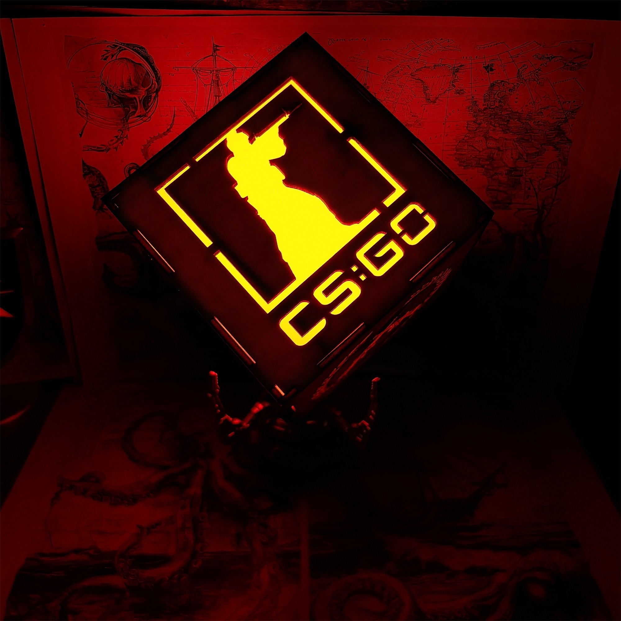 M16 Icon Inspired Wood Cube Light Desk Decor - Tophatter Daily Deals