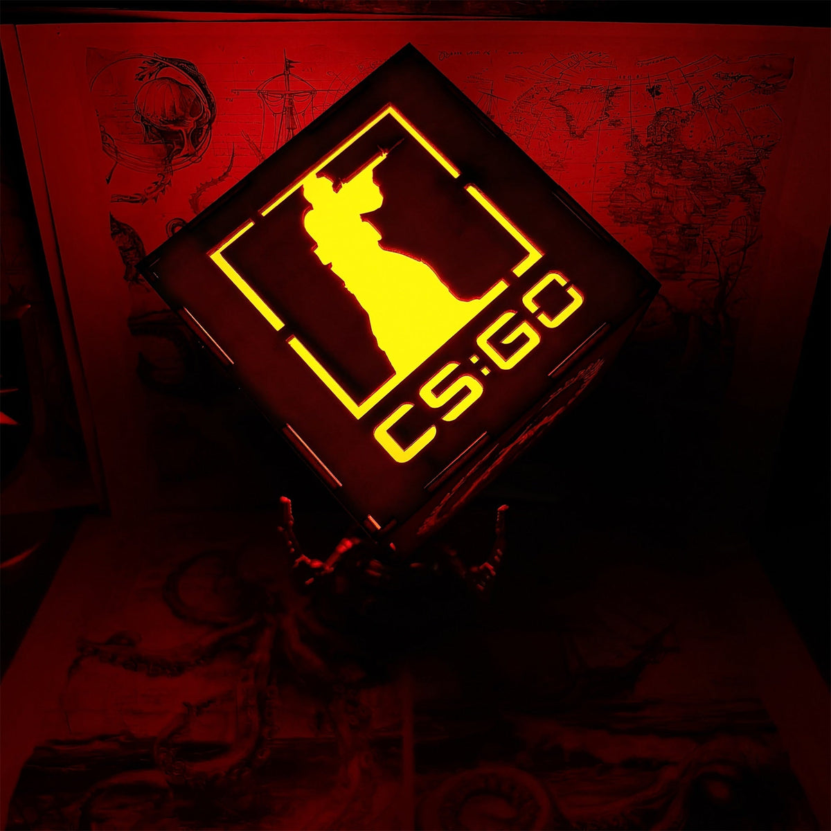 M16 Icon Inspired Wood Cube Light Desk Decor - Tophatter Daily Deals