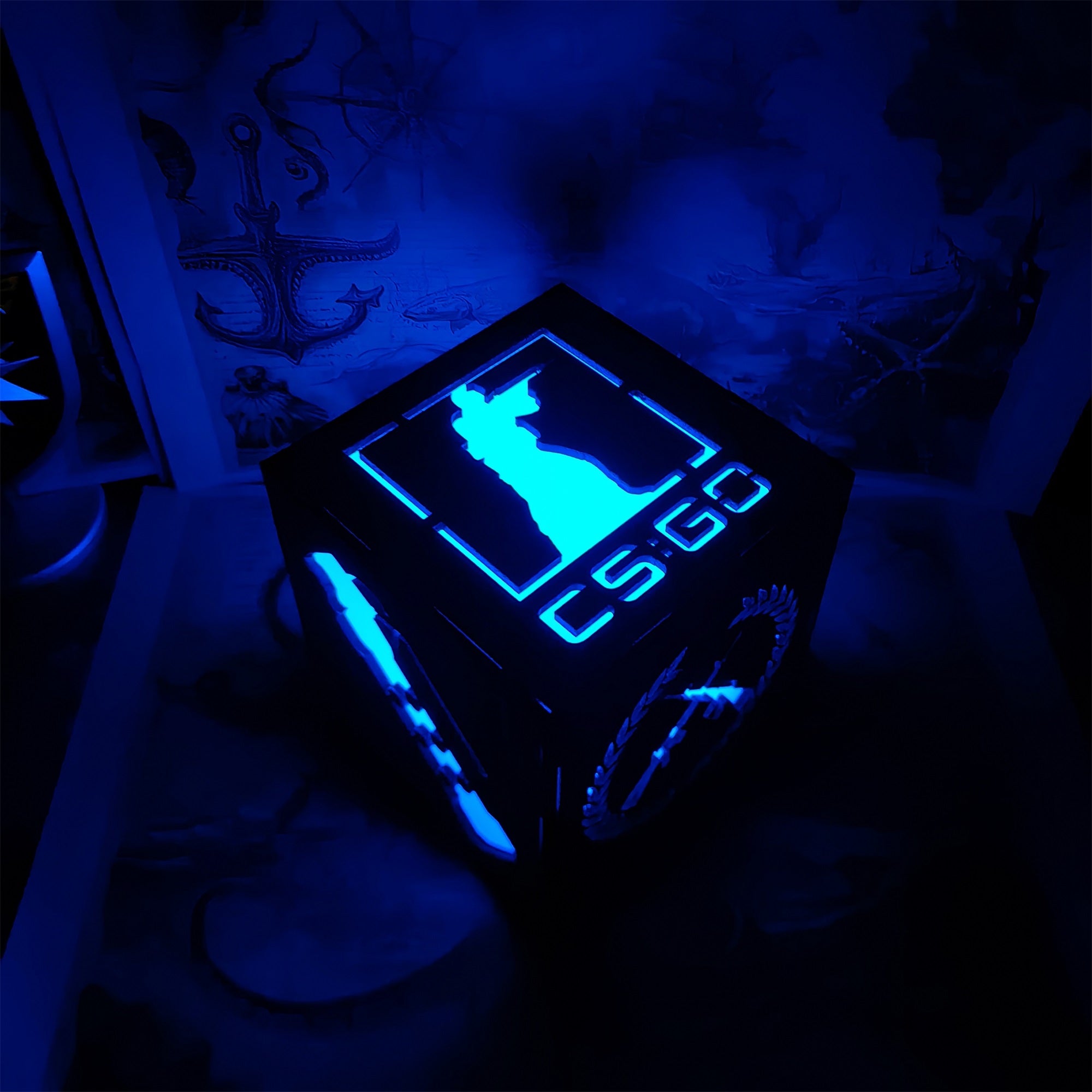 M16 Icon Inspired Wood Cube Light Desk Decor - Tophatter Daily Deals