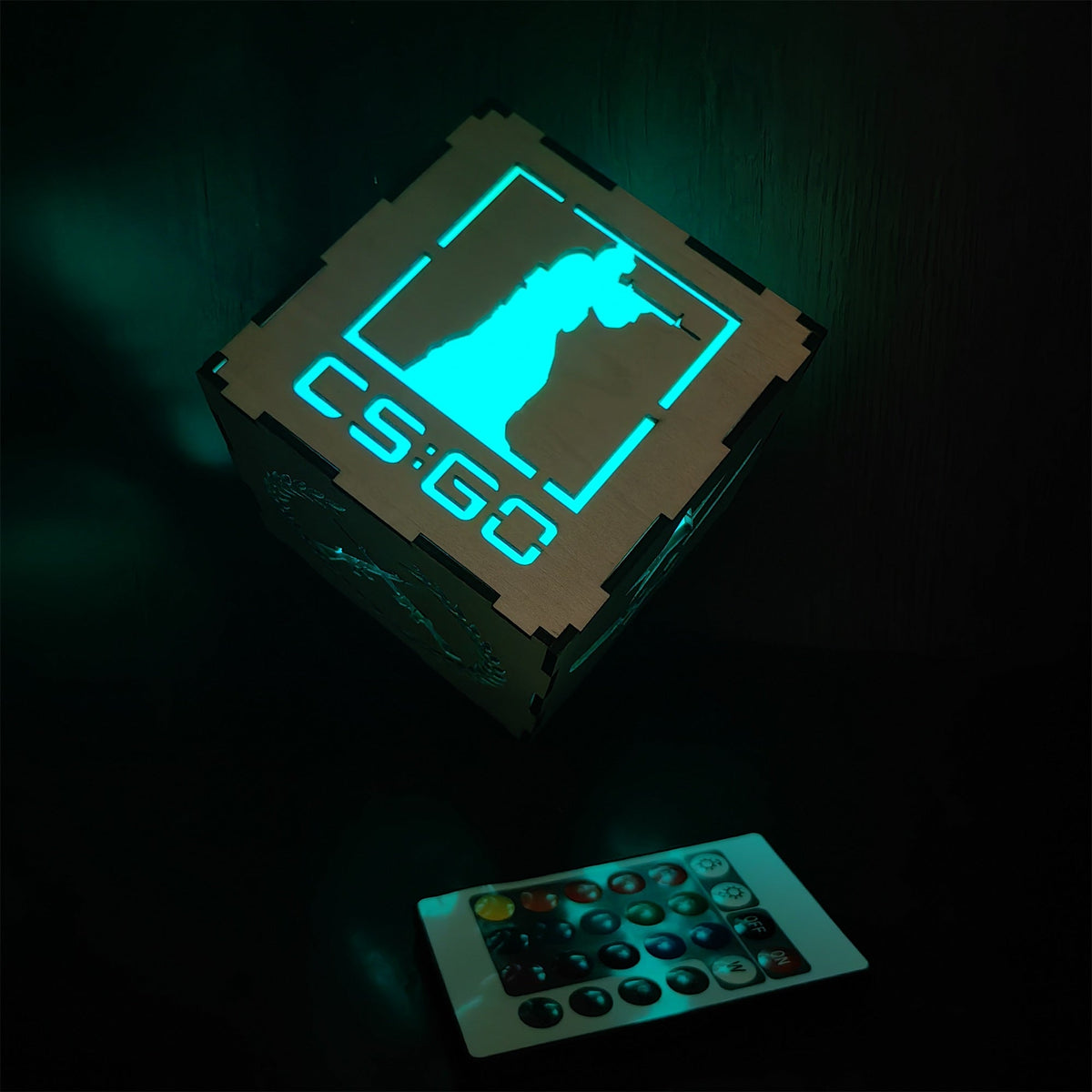 M16 Icon Inspired Wood Cube Light Desk Decor Wooden Cube Light - Tophatter Daily Deals