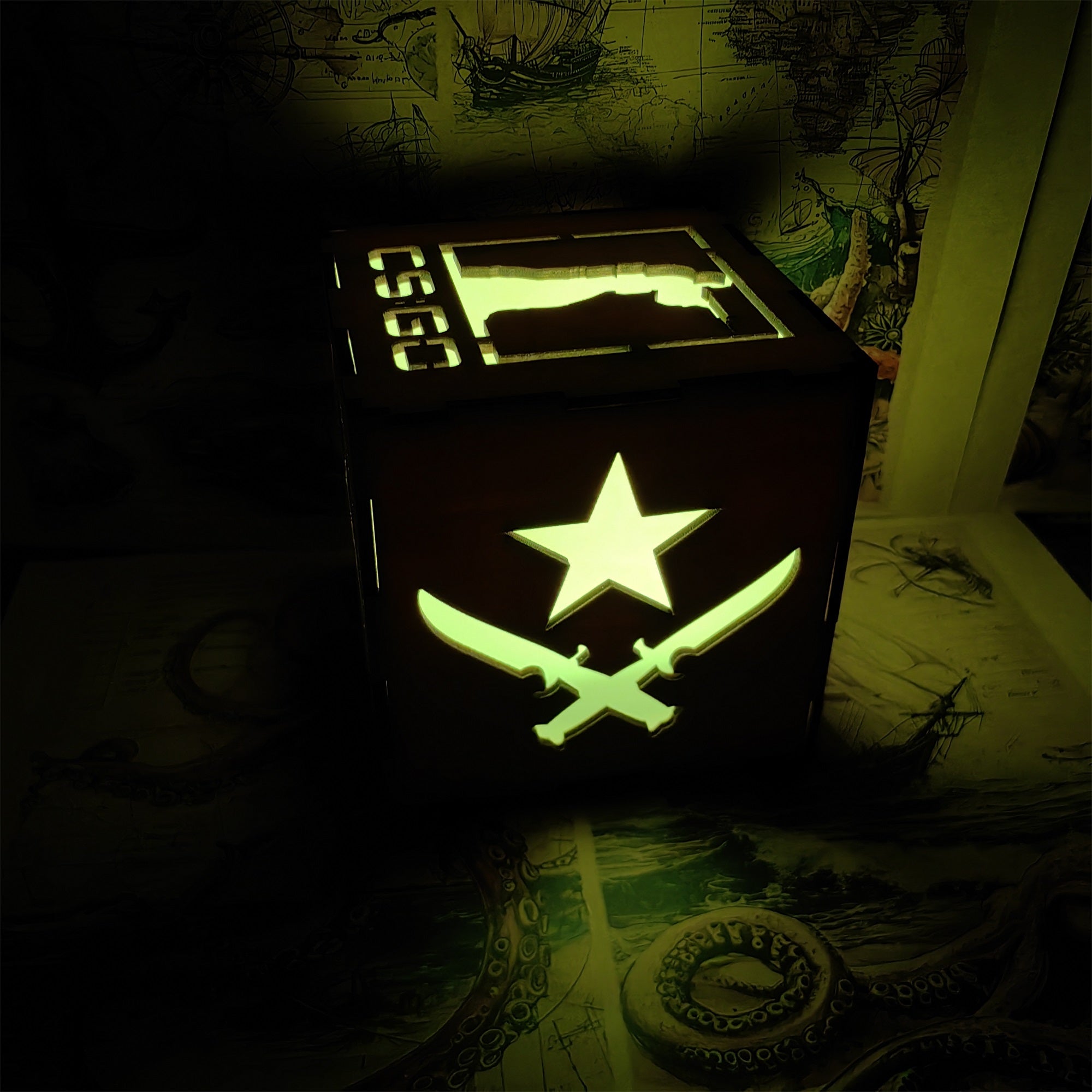 M16 Icon Inspired Wood Cube Light Desk Decor - Tophatter Daily Deals